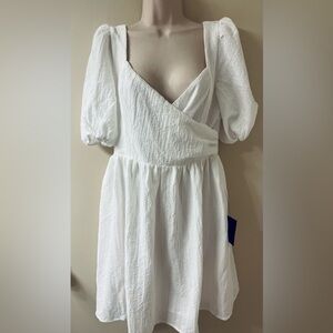 Lulus White Babydoll dress cottagecore Romantic Boho Prarie Coastal Cowgirl SZ M
